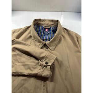 Chaps Men’s Full Zip Jacket 3XT Big & Tall Tan Plaid Lined Casual Coat